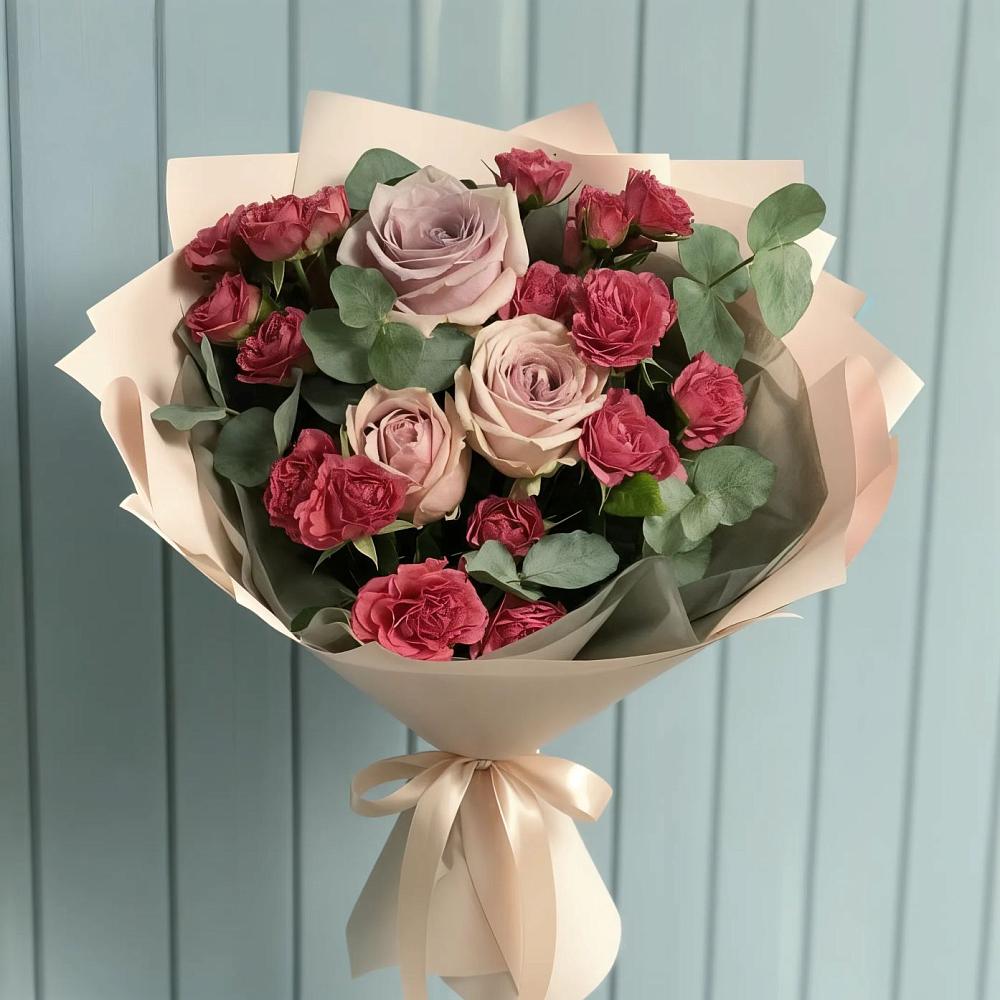 Букет цветов из: Гвоздики и Розы в Нарзанном