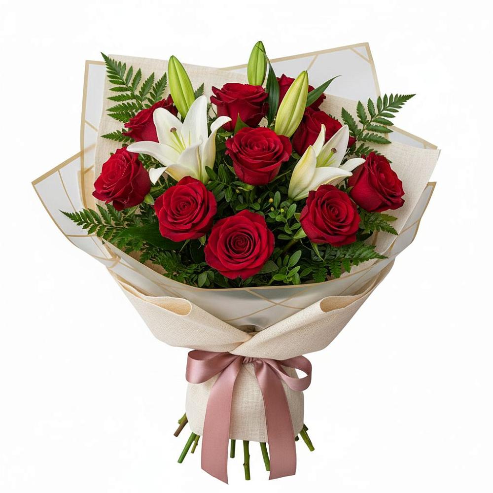 Букет цветов из: Лилии и Розы в Нарзанном