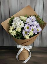 Букет цветов из:  Хризантемы и Розы #REPLACE_PRED# Нарзанном