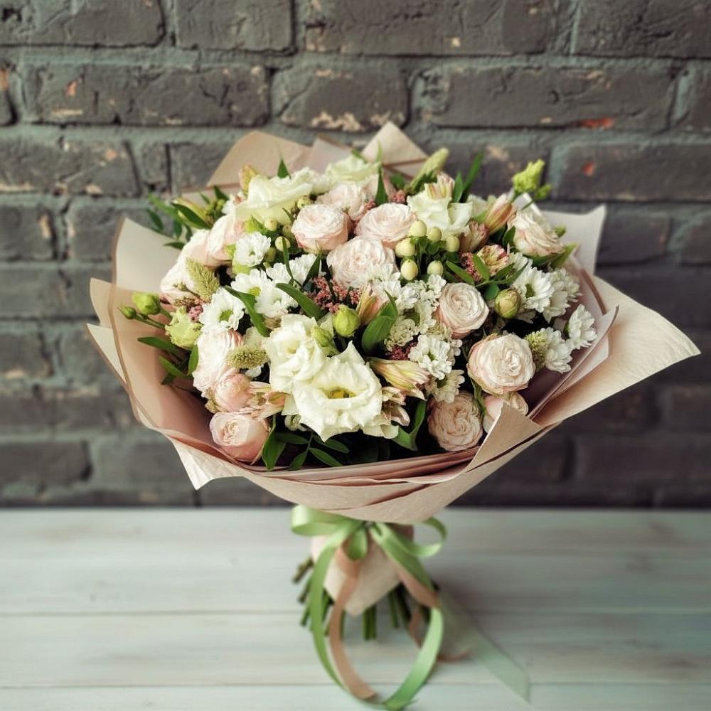 Букет цветов из: Альстромерии, Розы и Хризантемы в Нарзанном