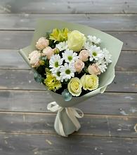 Букет цветов из:  Альстромерии, Розы и Хризантемы в Нарзанном